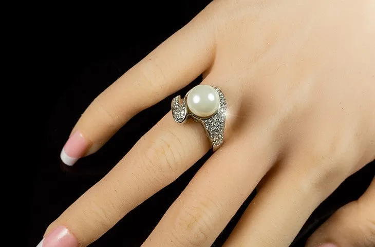 Neila White Pearl Swirl CZ Ring | 0.5ct