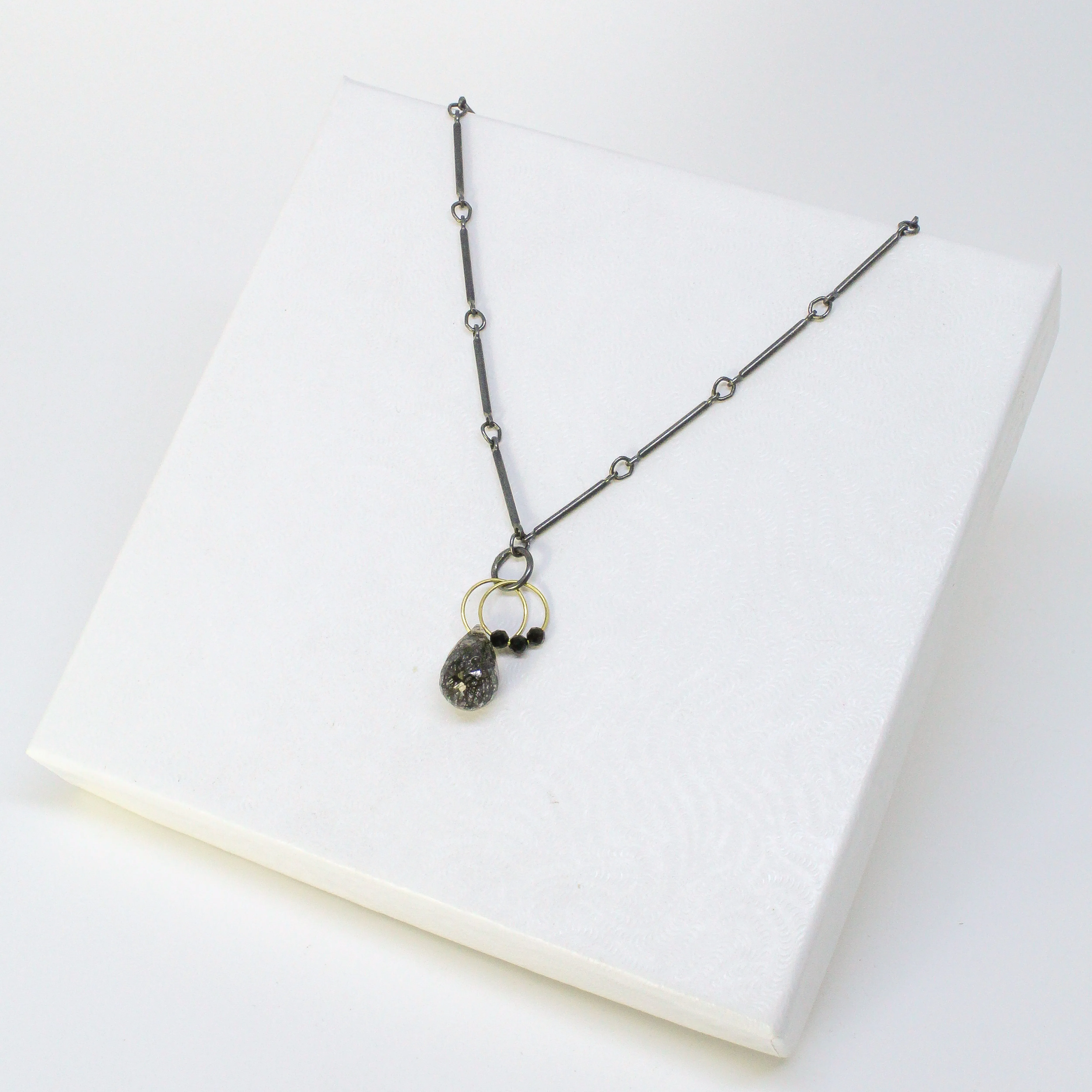 NEW! Mini Tangle Necklace with Tourmalinated Quartz and Spinel by Heather Guidero