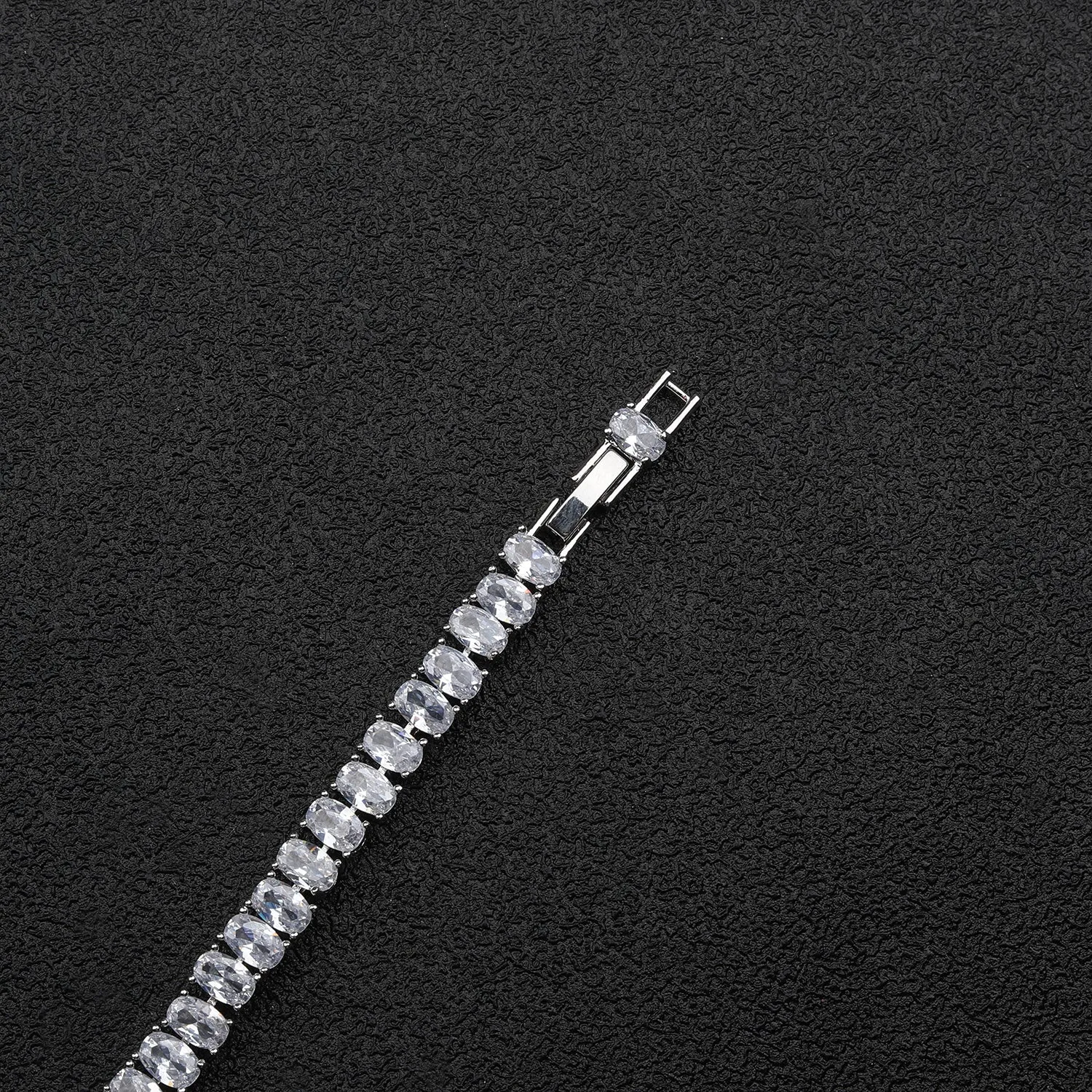 Oval 5A Cubic Zirconia Silver Bracelet Chains Simple for Women CK10141