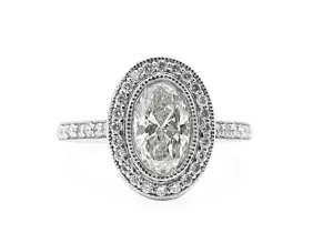 Oval Brilliant Solitaire Halo Set Diamond Ring