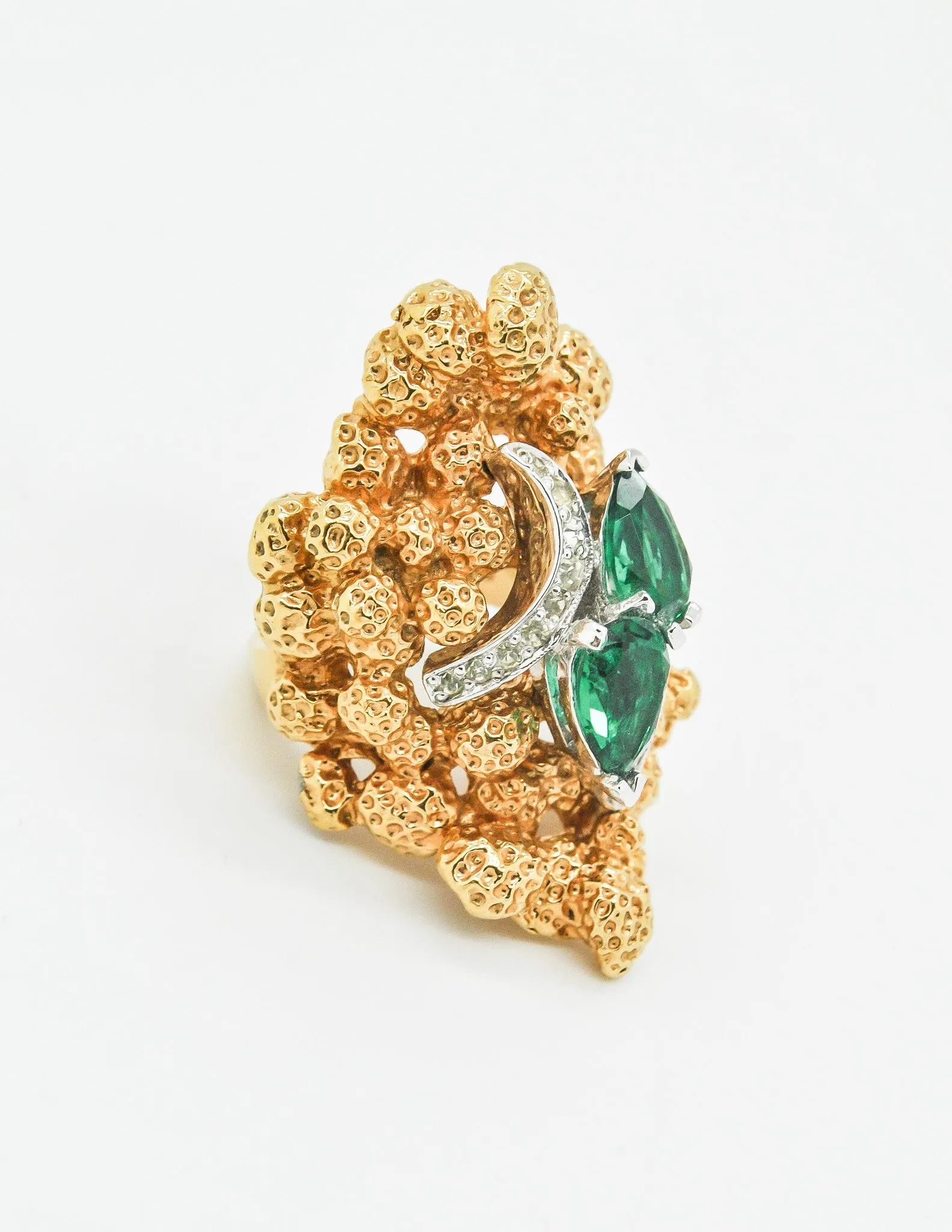 Panetta Vintage Huge Gold Rhinestone Modernist Cocktail Ring