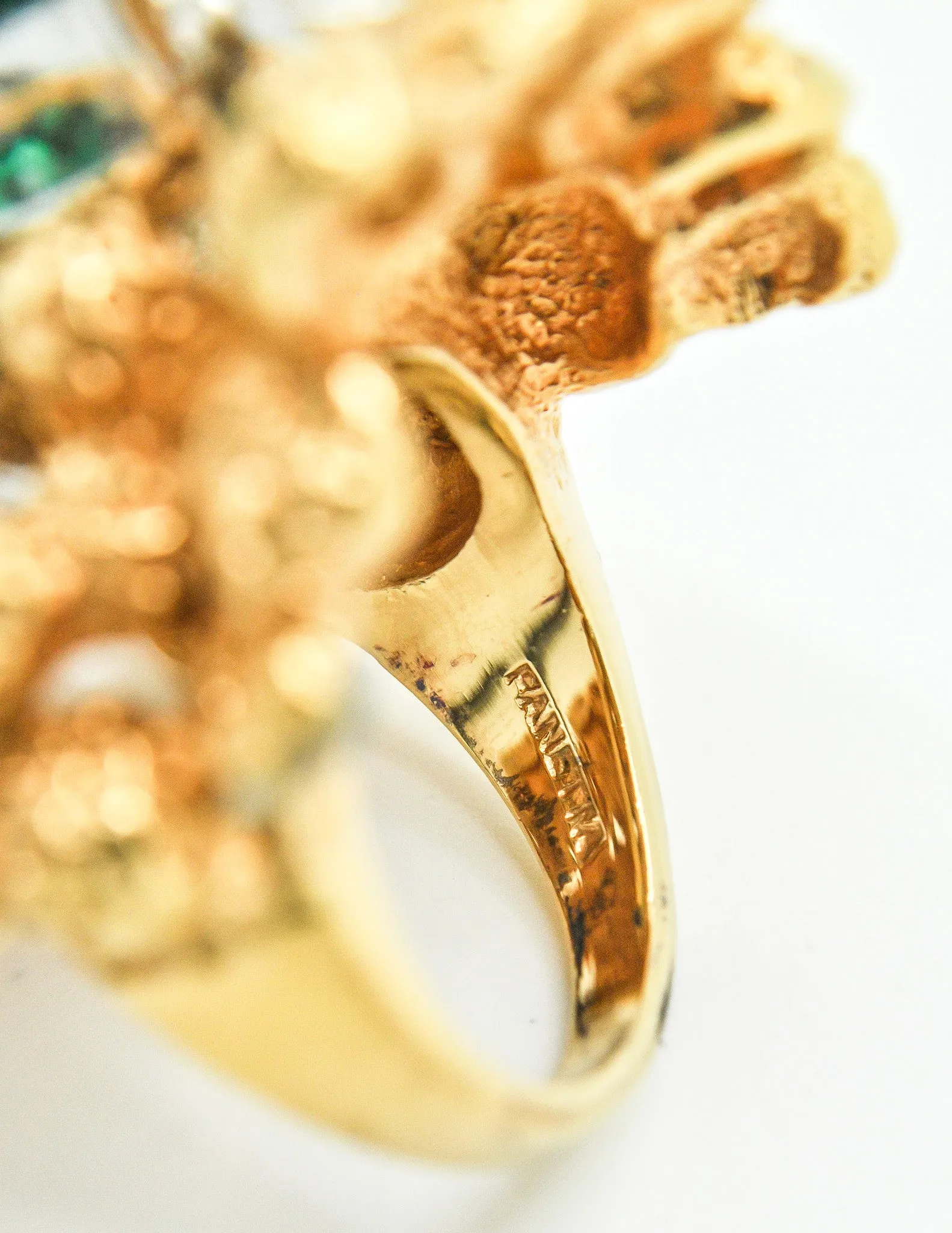 Panetta Vintage Huge Gold Rhinestone Modernist Cocktail Ring