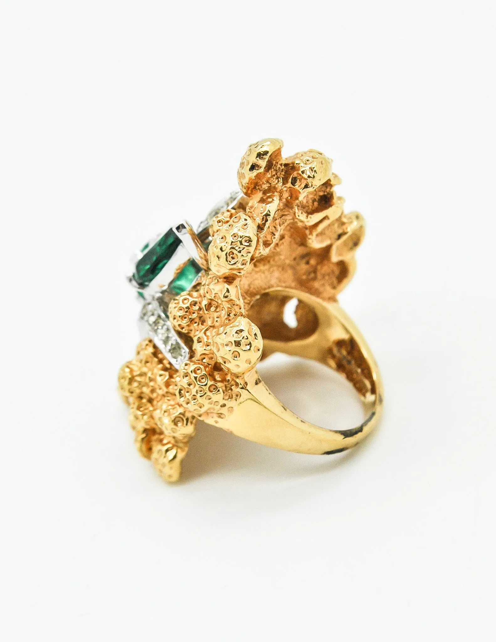 Panetta Vintage Huge Gold Rhinestone Modernist Cocktail Ring