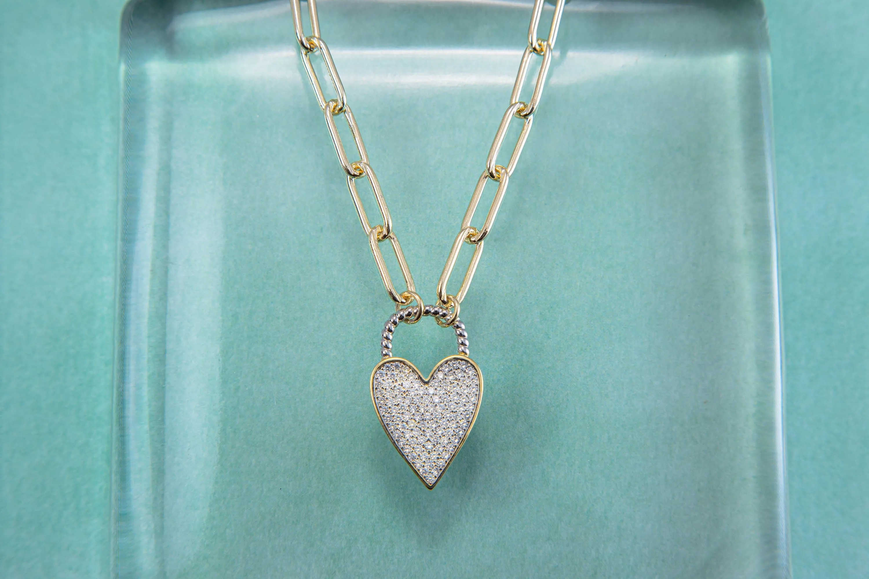 Paved Heart Pendant Necklace