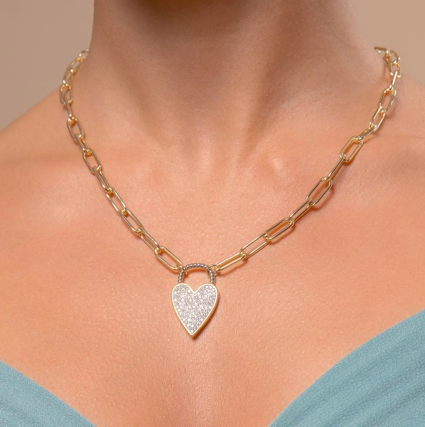 Paved Heart Pendant Necklace