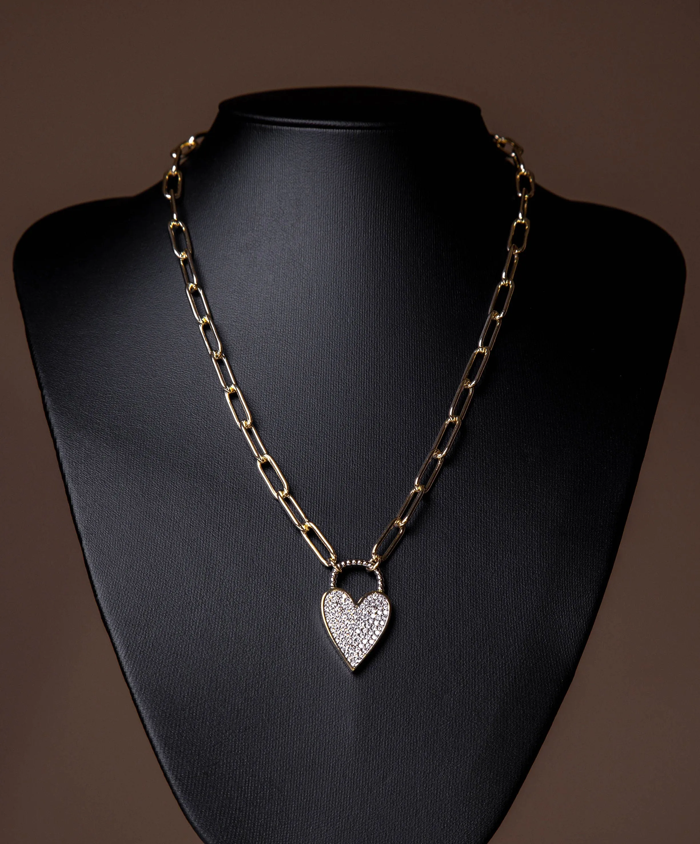 Paved Heart Pendant Necklace