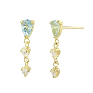 Pear Drop Earring, Aquamarine and Diamond