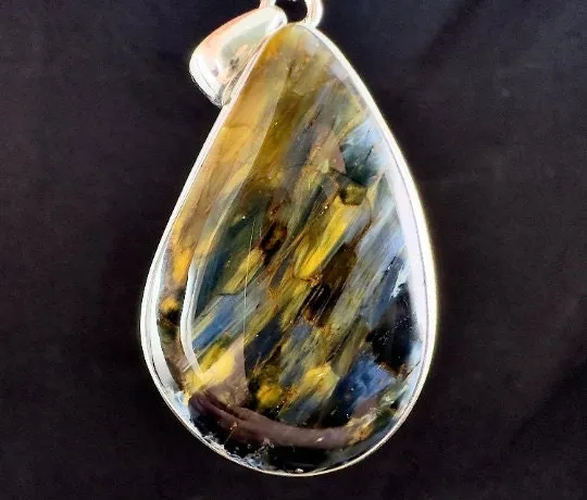 PIETERSITE Crystal Pendant - Top Grade AA, Sterling Silver, Teardrop - Fine Jewelry, Healing Crystals and Stones, 54165