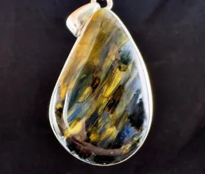 PIETERSITE Crystal Pendant - Top Grade AA, Sterling Silver, Teardrop - Fine Jewelry, Healing Crystals and Stones, 54165