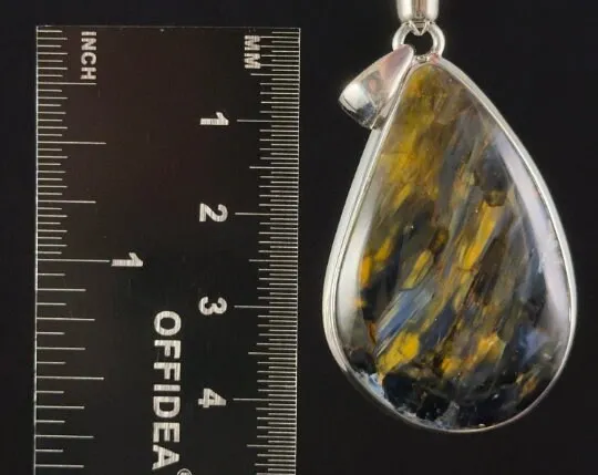 PIETERSITE Crystal Pendant - Top Grade AA, Sterling Silver, Teardrop - Fine Jewelry, Healing Crystals and Stones, 54165