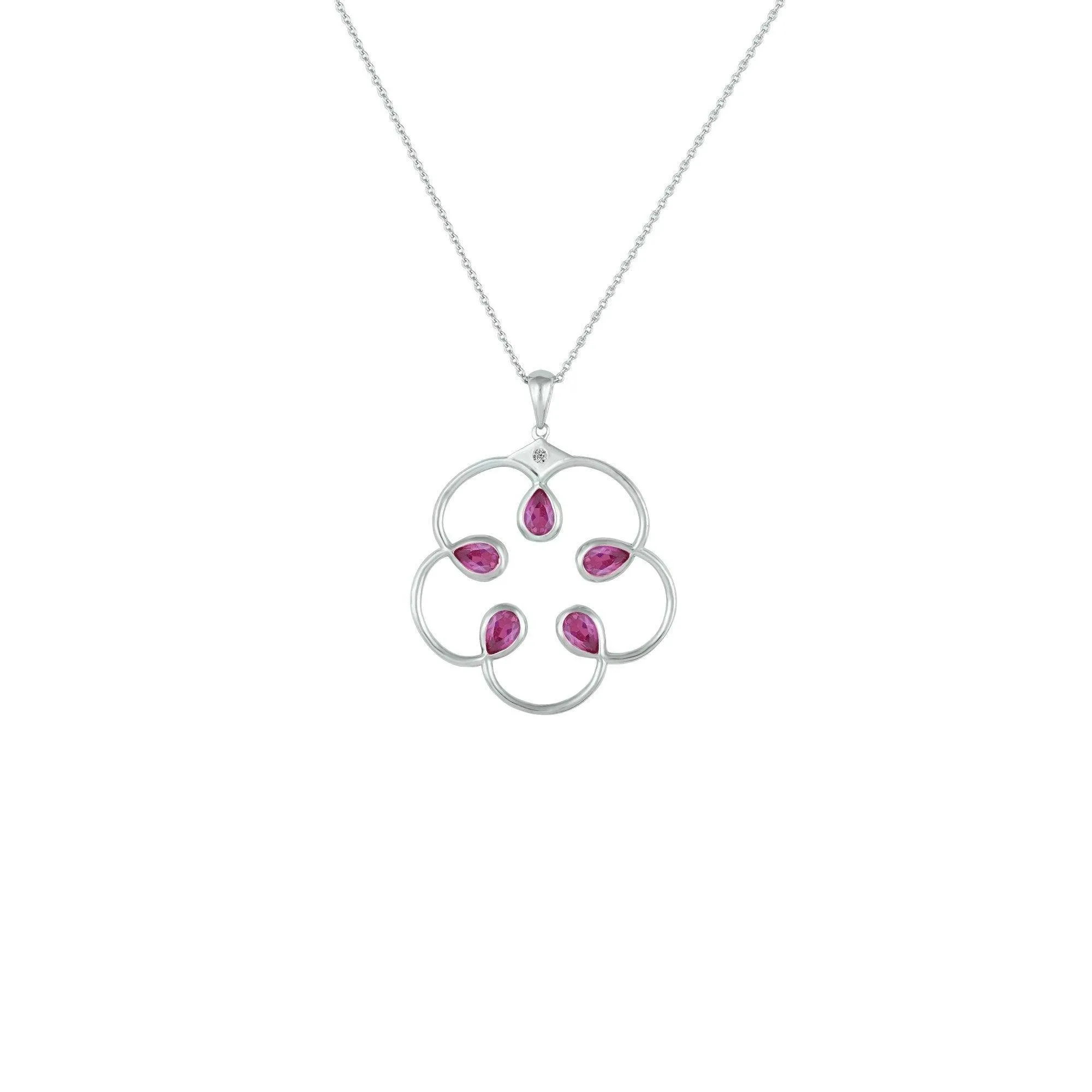 Pink Sapphire Pendant - Fashion Necklace with Created Pink Sapphires