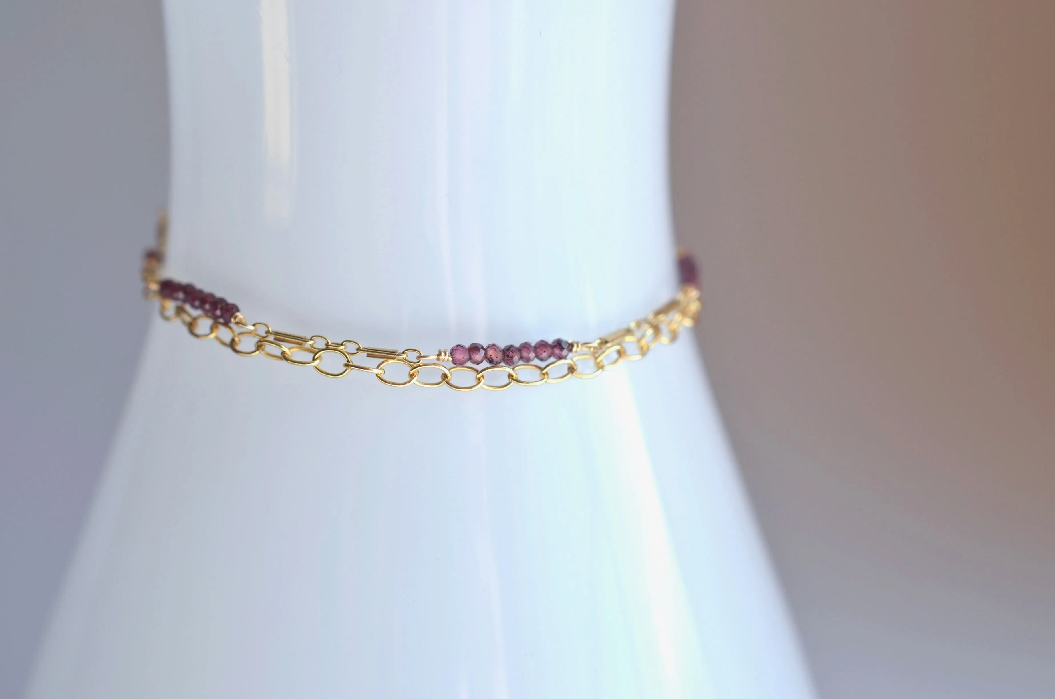 Piper - Rhodolite Garnet, 14k Gold Filled Bracelet