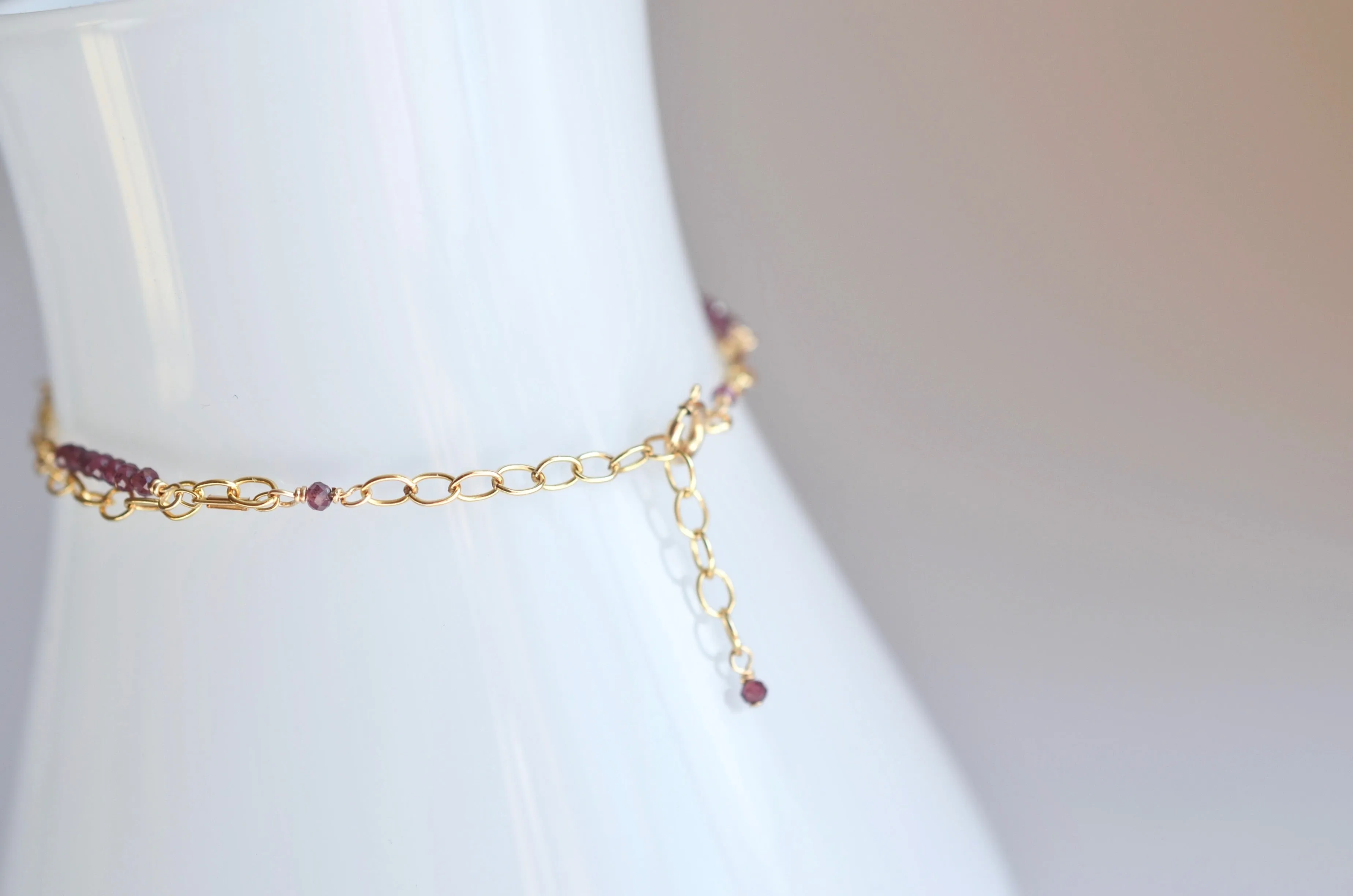 Piper - Rhodolite Garnet, 14k Gold Filled Bracelet