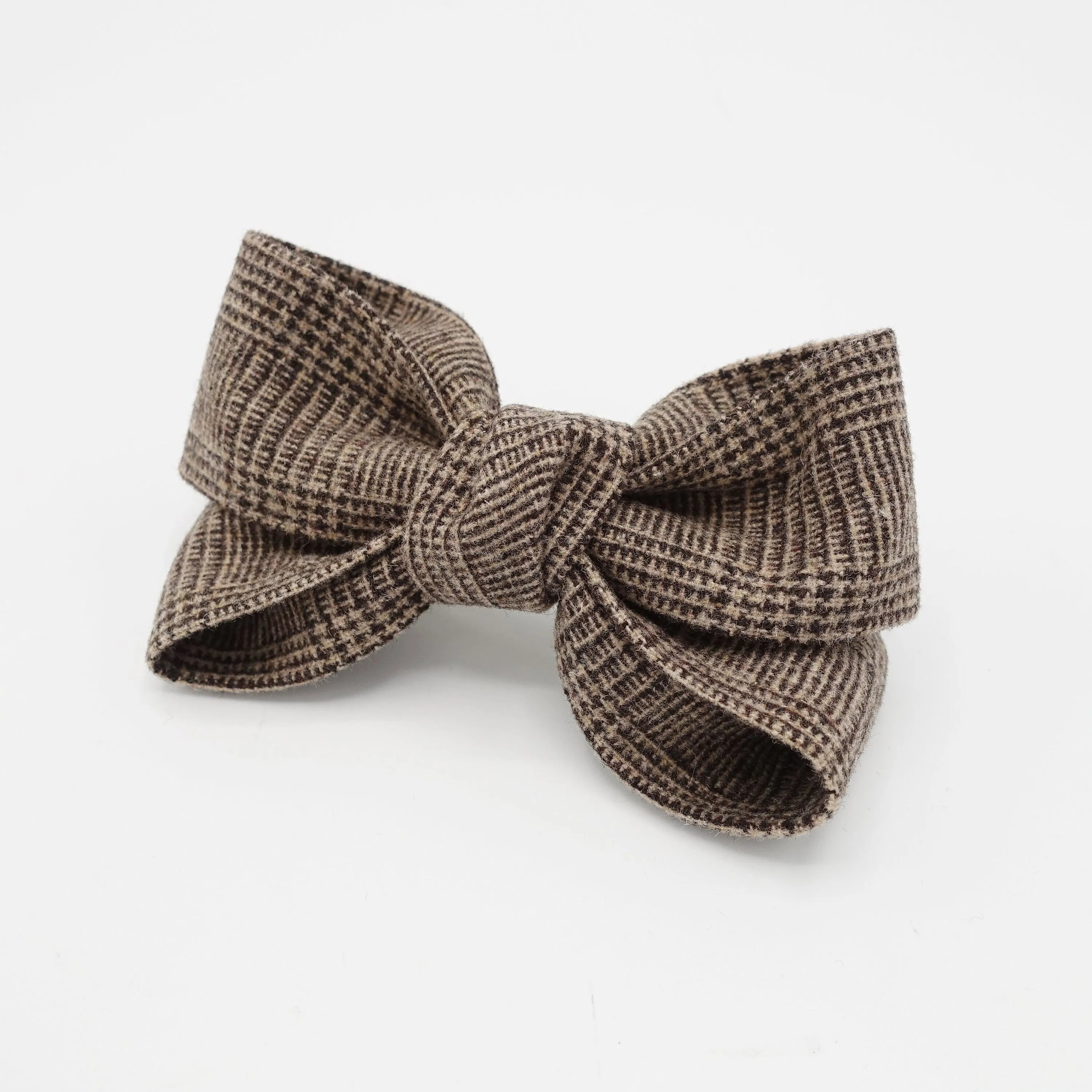 plaid check x pattern hair bow woolen Fall Winter women accessory