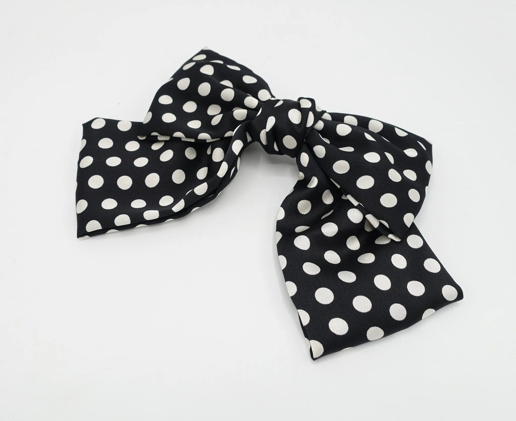 polka dot hair bow silk satin glossy hair french barrette for women