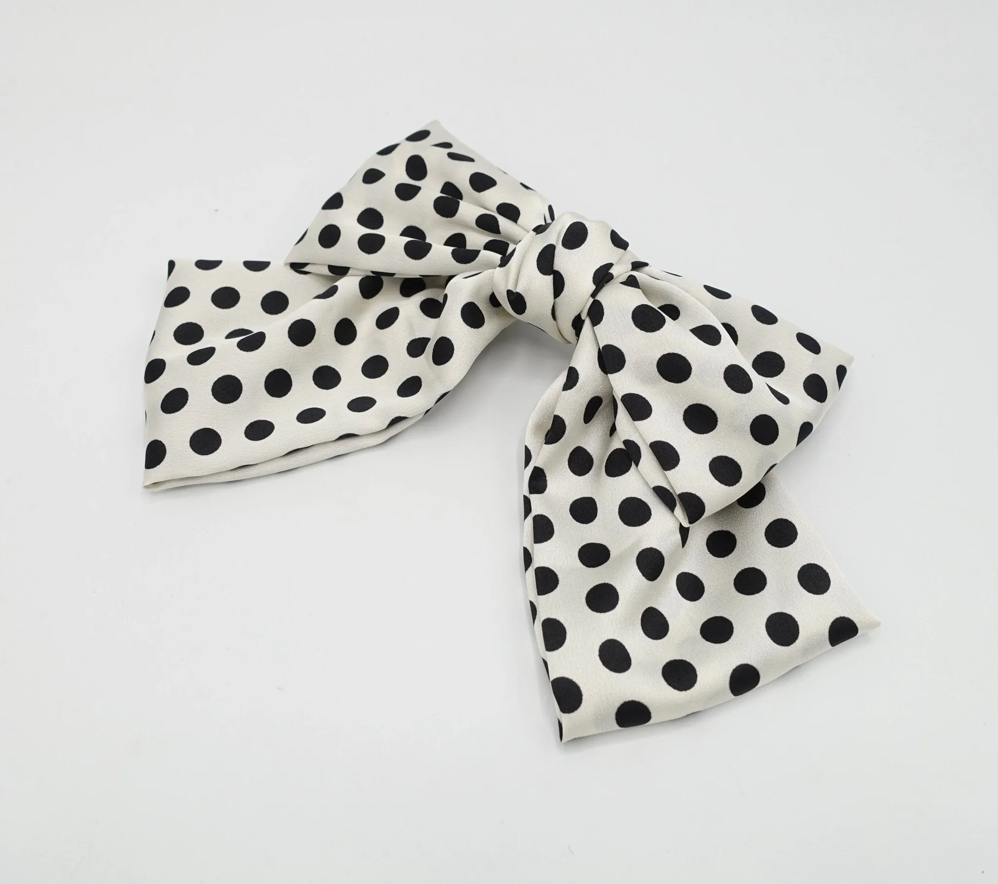 polka dot hair bow silk satin glossy hair french barrette for women