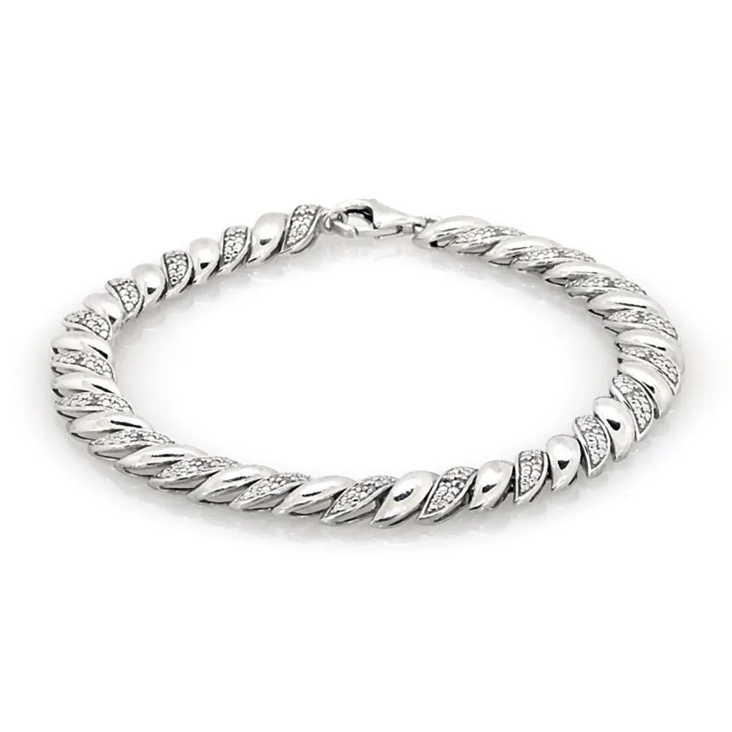 Pre-Owned Kay 1/4ct Diamond Link Bracelet in Sterling Silver