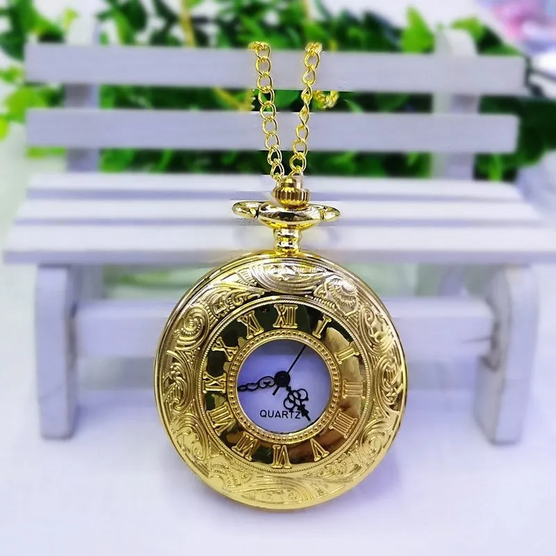 Quartz Watch Pocket Watch Hollow out Pocket Watch Classic Retro Necklace Pocket Watch