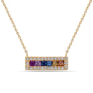 Rainbow Sapphire Bar Necklace