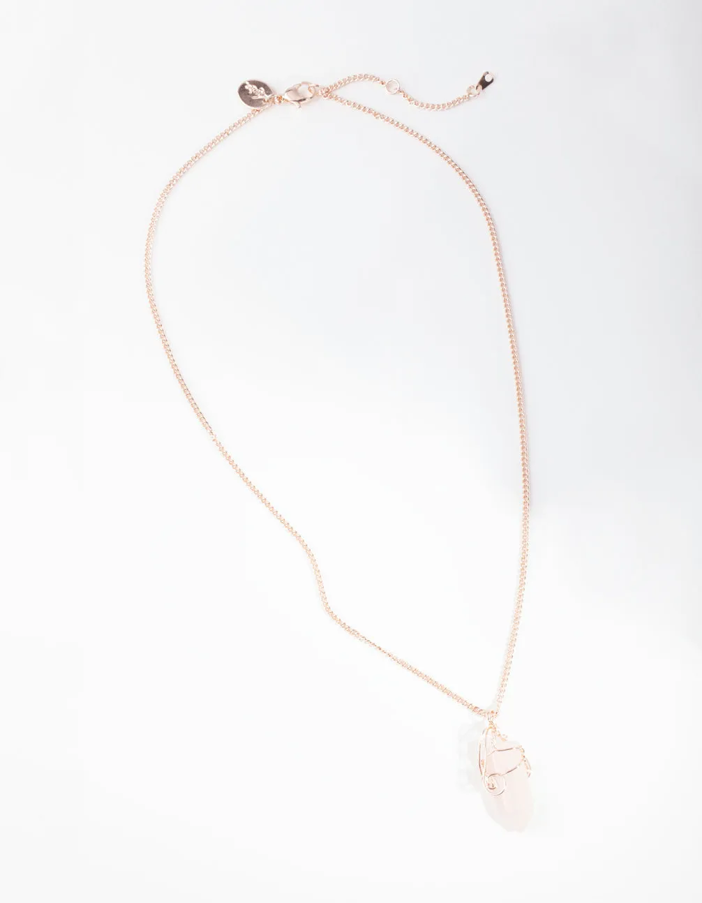 Rose Gold Curled Rose Quartz Stone Necklace