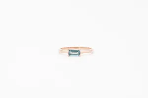 Rose Gold Emerald Cut London Blue Topaz Ring