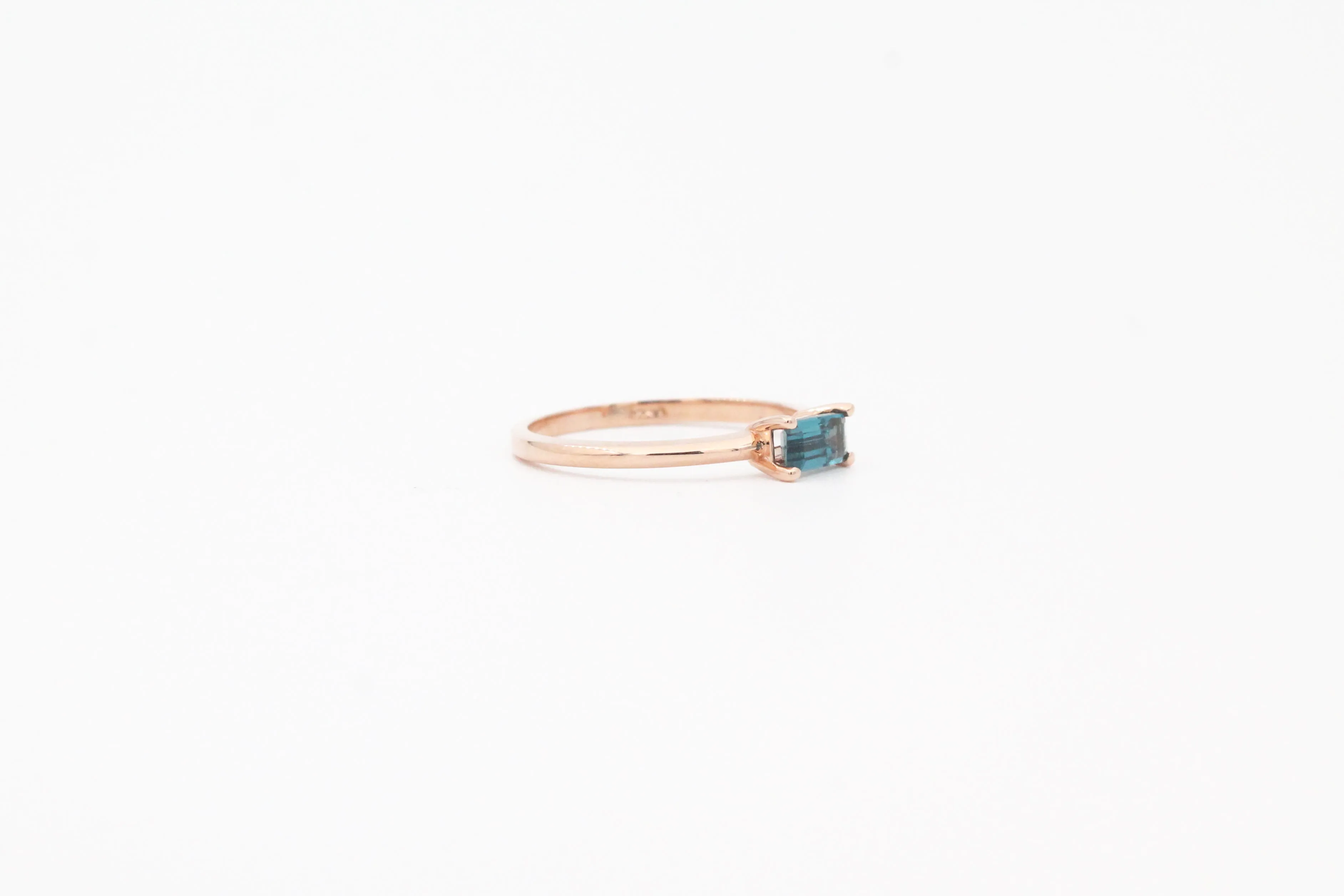 Rose Gold Emerald Cut London Blue Topaz Ring