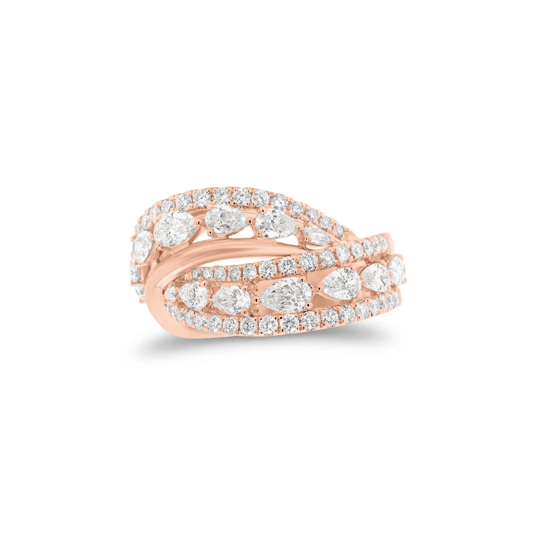 Round & Pear-Shaped Diamond Crossover Ring