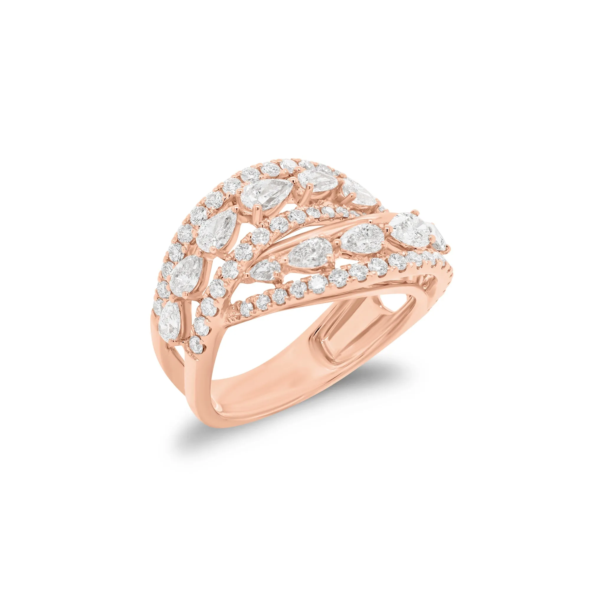 Round & Pear-Shaped Diamond Crossover Ring