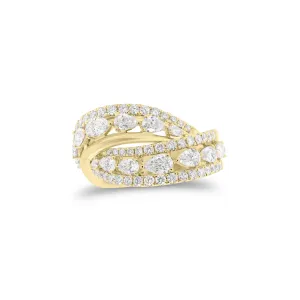 Round & Pear-Shaped Diamond Crossover Ring