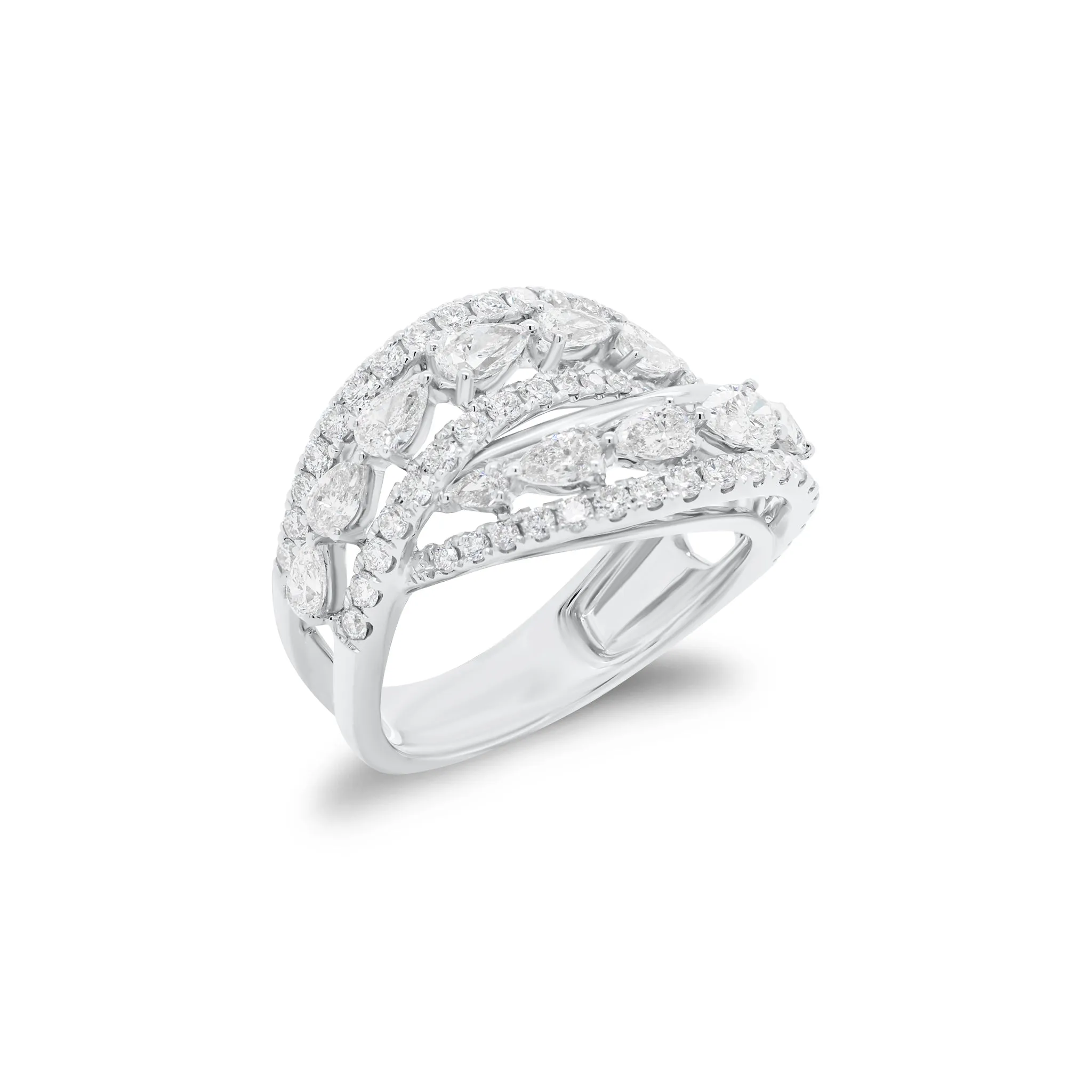 Round & Pear-Shaped Diamond Crossover Ring