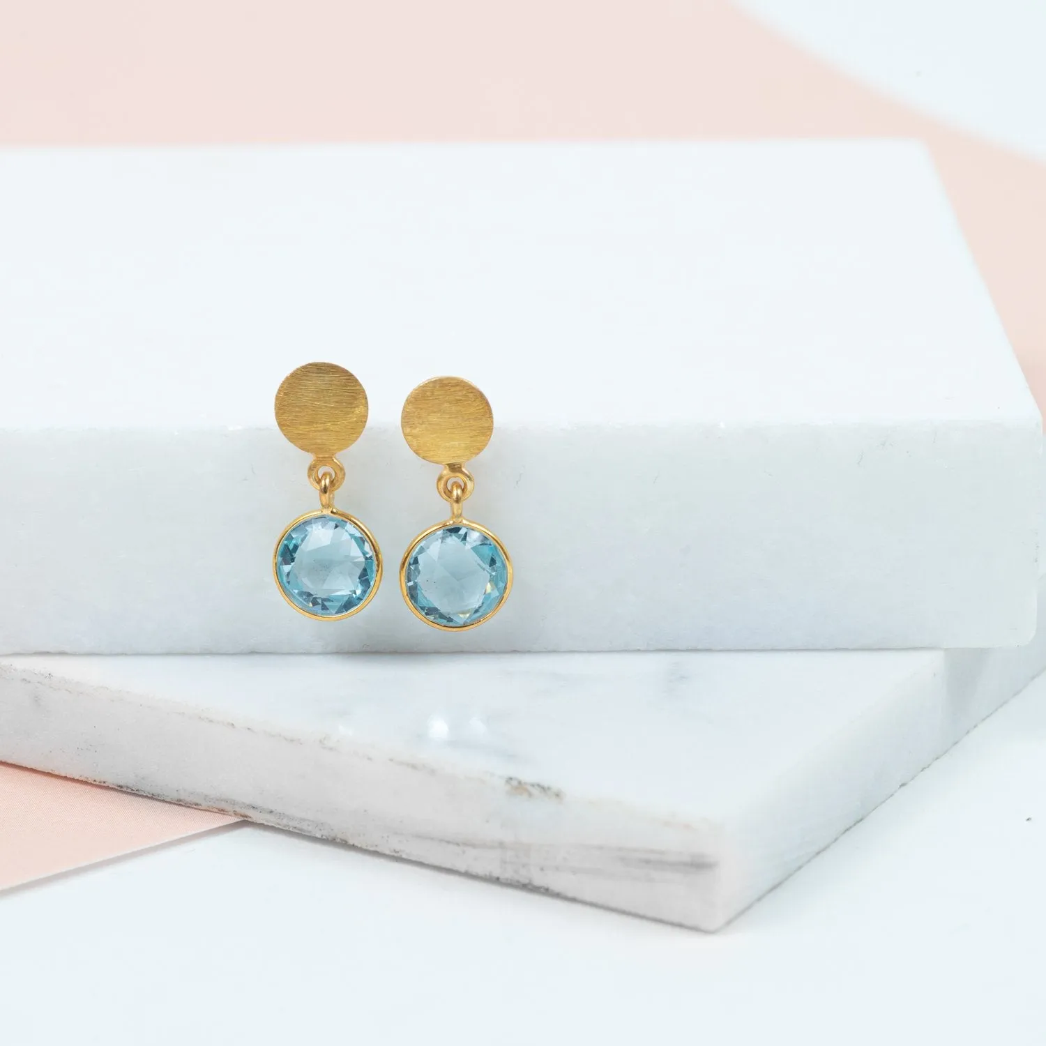 Salina Gold Vermeil Disc & Blue Topaz Earrings