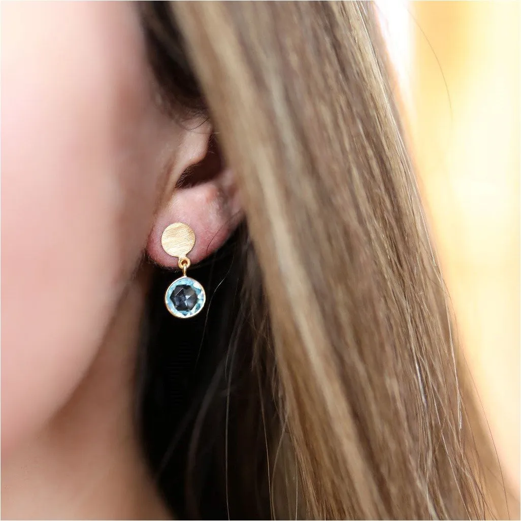 Salina Gold Vermeil Disc & Blue Topaz Earrings