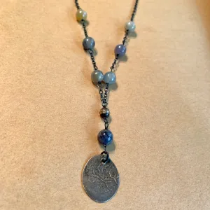 Sapphire & Antique Silver Necklace by Ruth