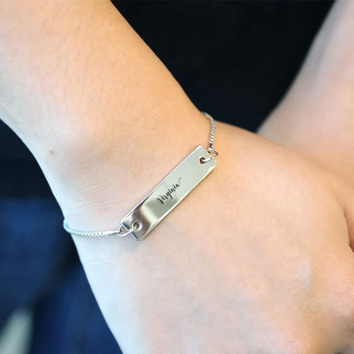 Silver Virginia Adjustable Bar Bracelet