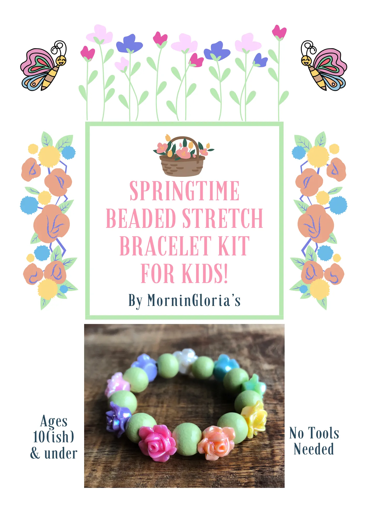 Springtime Beaded Stretch Bracelet Kit for Kids