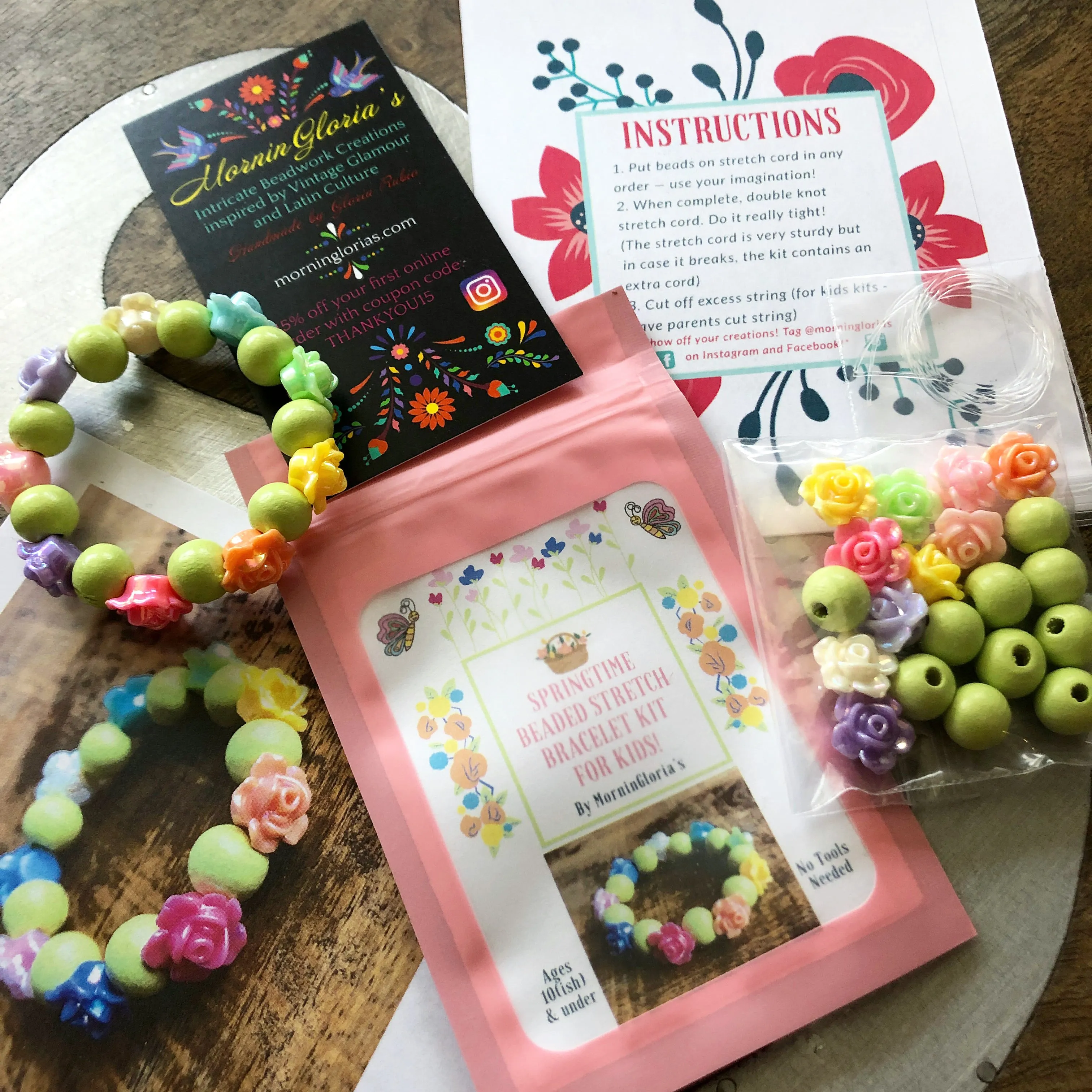 Springtime Beaded Stretch Bracelet Kit for Kids