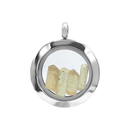 Starborn Gemstone Window Pendant in Stainless Steel Genuine Imperial Topaz