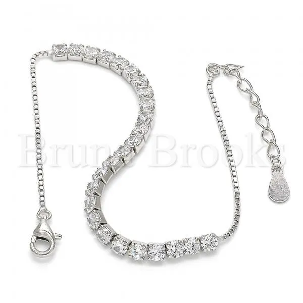 Sterling Silver 03.336.0028.07 Fancy Bracelet, with White Crystal, Polished Finish, Rhodium Tone