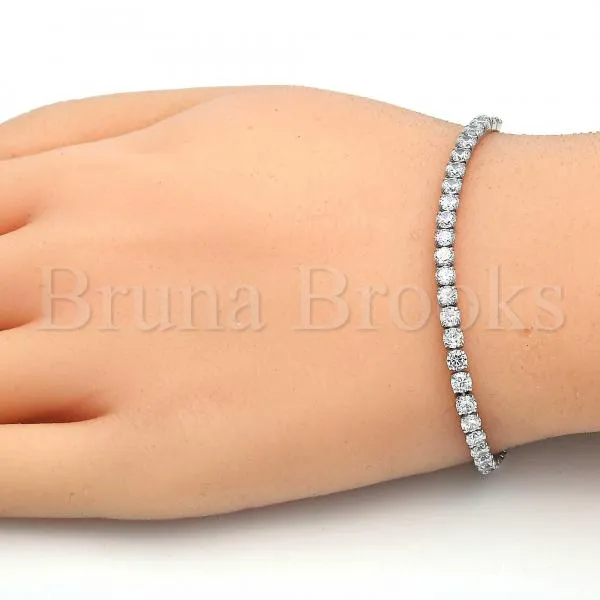 Sterling Silver 03.336.0028.07 Fancy Bracelet, with White Crystal, Polished Finish, Rhodium Tone