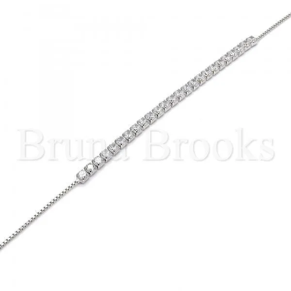 Sterling Silver 03.336.0028.07 Fancy Bracelet, with White Crystal, Polished Finish, Rhodium Tone