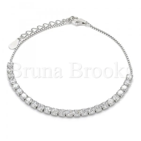 Sterling Silver 03.336.0028.07 Fancy Bracelet, with White Crystal, Polished Finish, Rhodium Tone