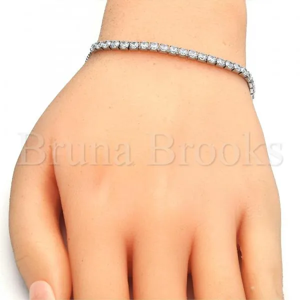 Sterling Silver 03.336.0028.07 Fancy Bracelet, with White Crystal, Polished Finish, Rhodium Tone