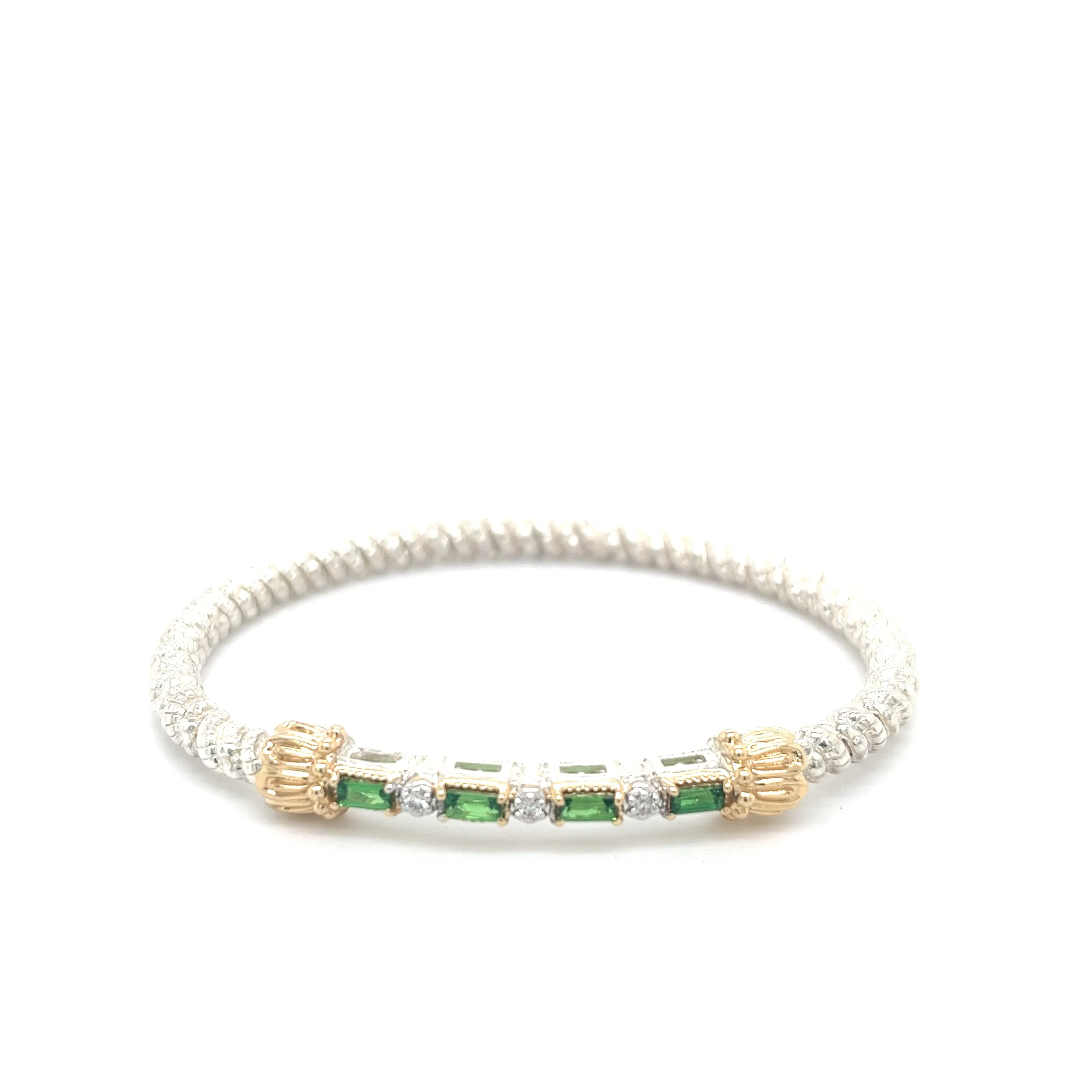 Sterling Silver & Yellow Gold Diamond & Tsavorite Garnet Bracelet by VAHAN