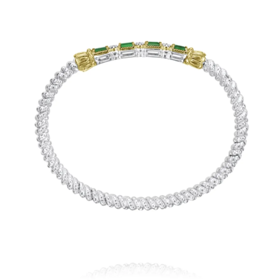 Sterling Silver & Yellow Gold Diamond & Tsavorite Garnet Bracelet by VAHAN