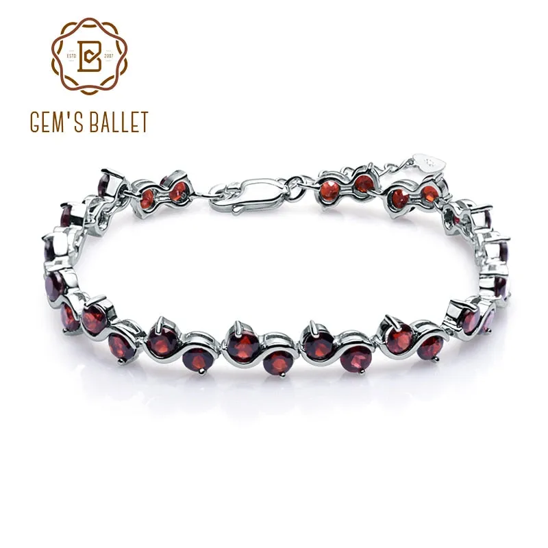 Sterling Silver Bracelets &red Bangles For Women Natural Red Garnet Gemstone Bracelet Fine Jewelry