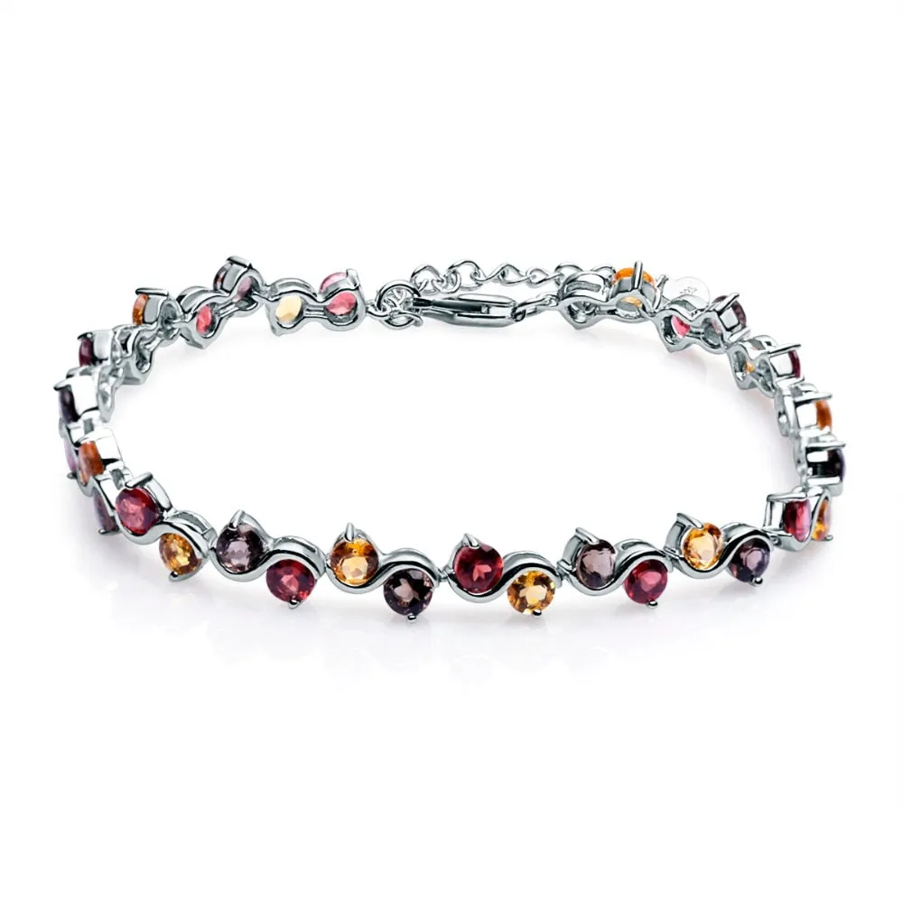 Sterling Silver Bracelets &red Bangles For Women Natural Red Garnet Gemstone Bracelet Fine Jewelry