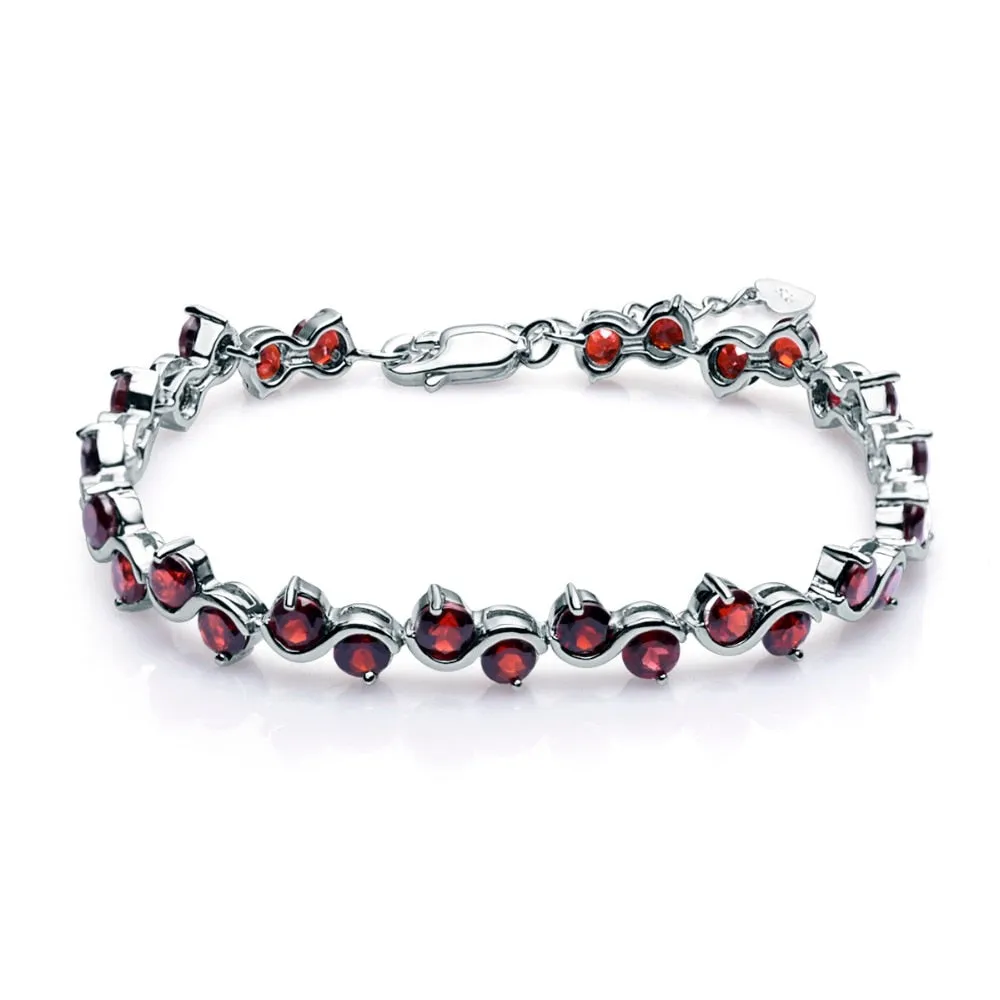 Sterling Silver Bracelets &red Bangles For Women Natural Red Garnet Gemstone Bracelet Fine Jewelry