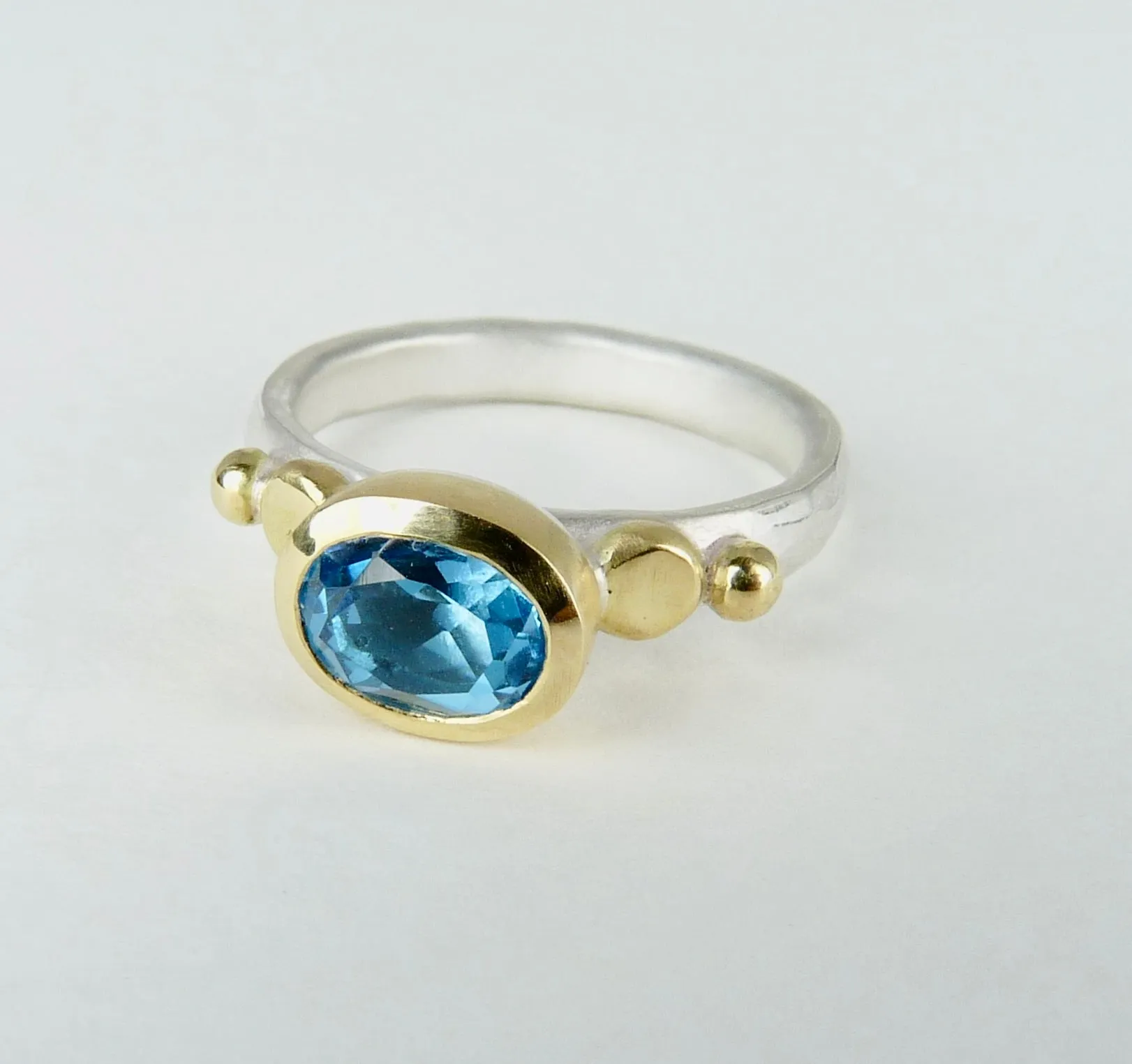 Swiss Blue Topaz Granulation Ring