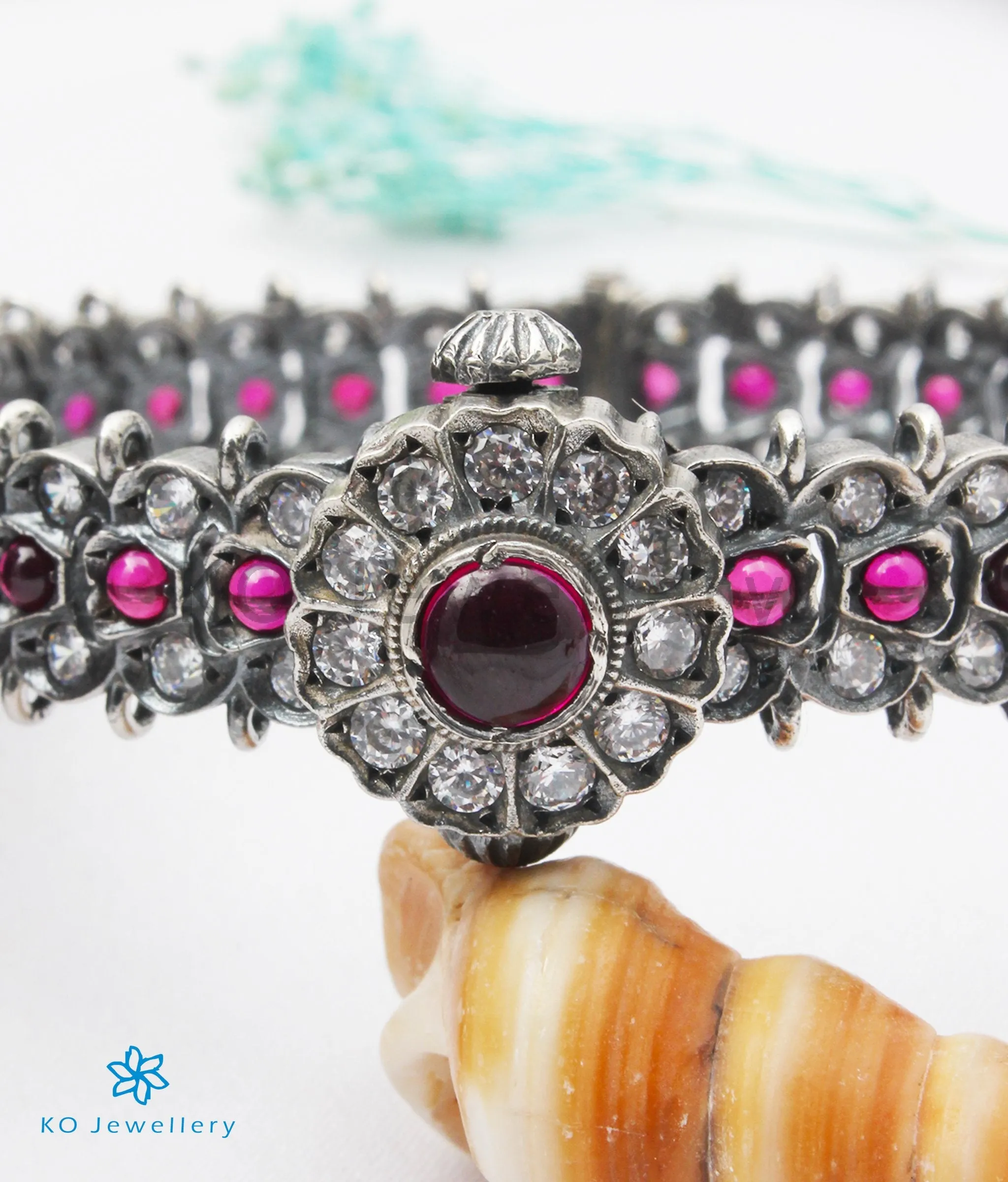 The Agraja Silver Kempu Bracelet (Oxidised/Size 2.2/2.4/2.6/2.8)