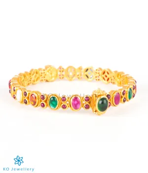 The Navarathnalu Silver Gemstone Openable Bracelet (Green/2.2/2.4/2.6/2.8)